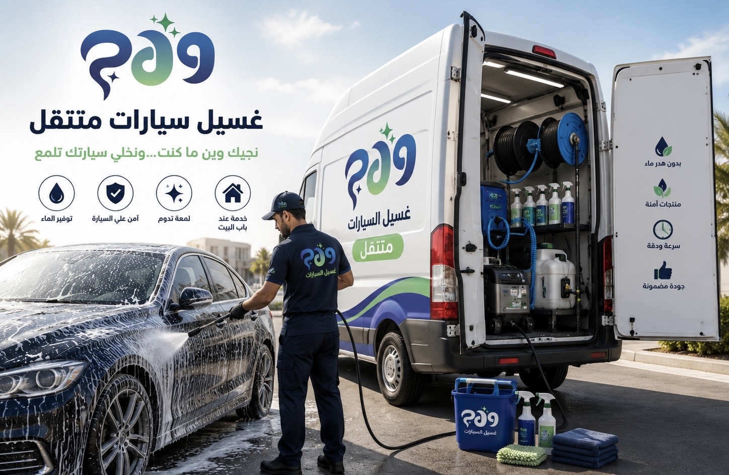 وهج إكسبرس لخدمة غسيل السيارات المتنقل